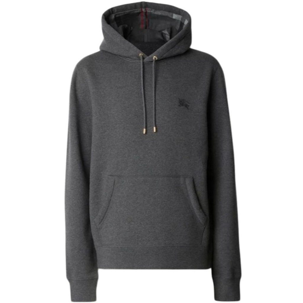 Burberry Men’s Claredon Pull Over Hooded Charcoal Melange Sweatshirt Xs